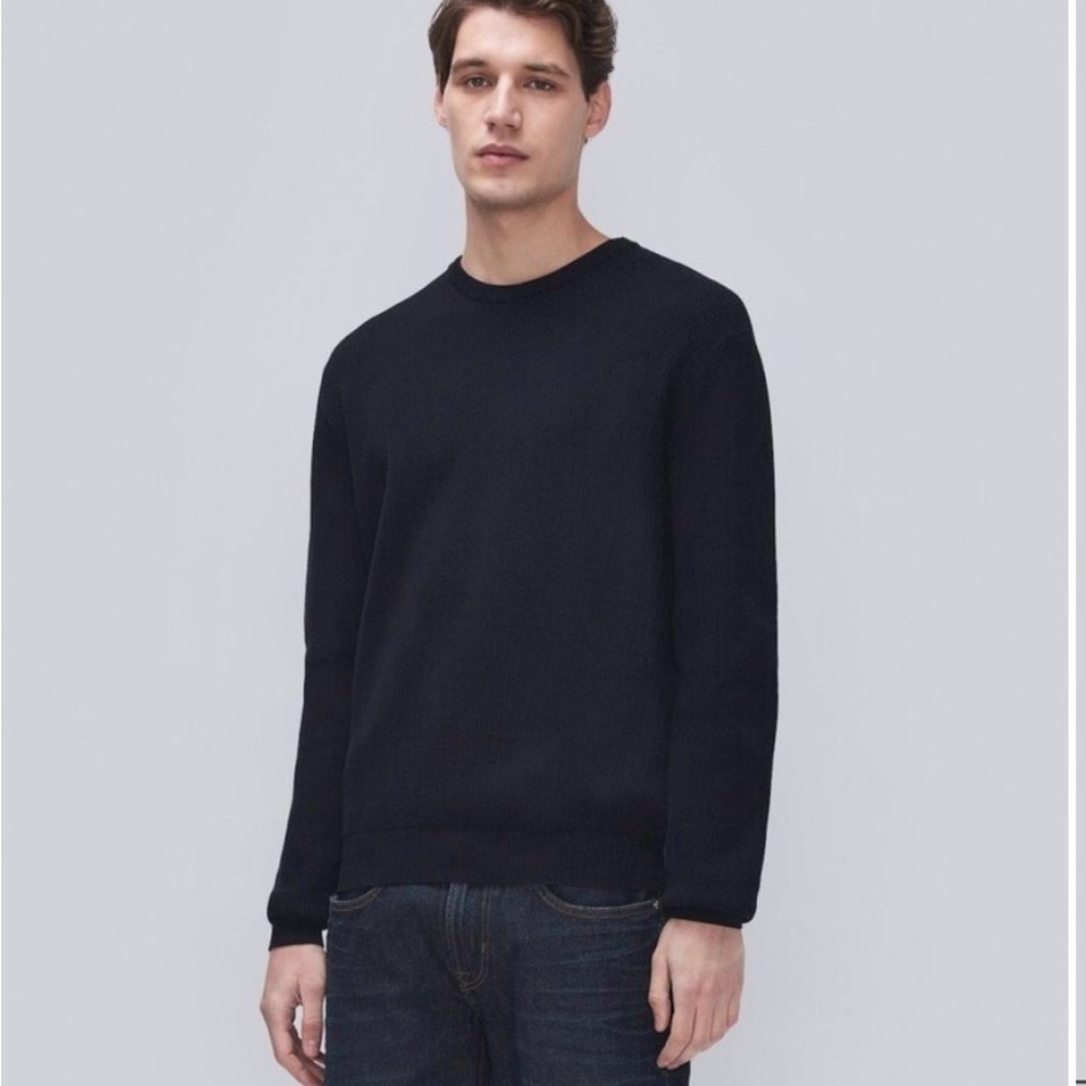NWT 7 For All Mankind Luxe Performance Ribbed Sweater Navy XXL Made in Italy